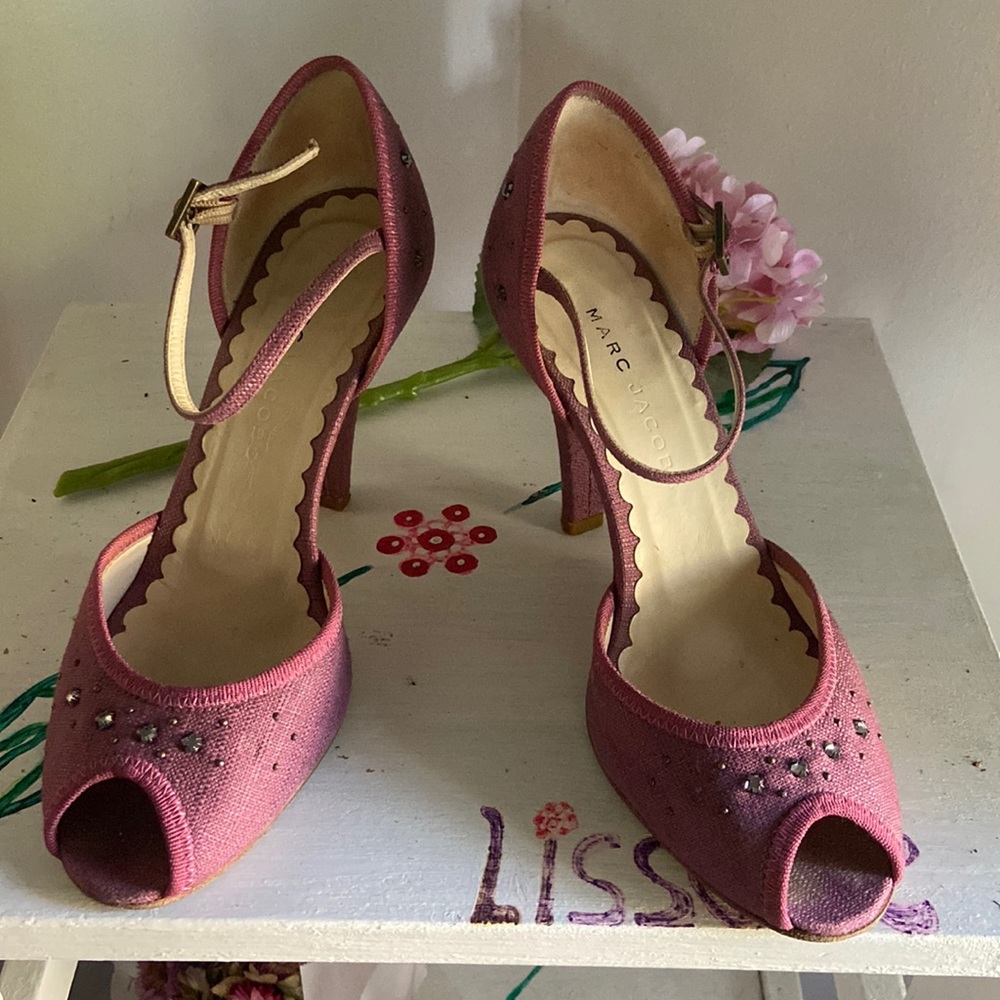 Marc Jacobs Pink Peep-Toe Ankle-Strap Heels